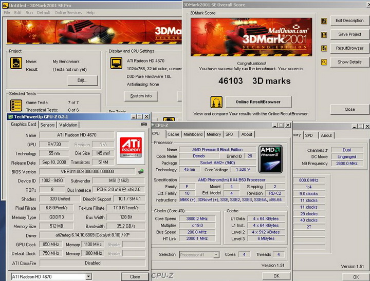 2001r1 Phenom II X2 550BE VS Asrock M3A790GXH/128M 4 Core Test..