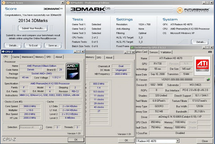 2005r Phenom II X2 550BE VS Asrock M3A790GXH/128M 4 Core Test..