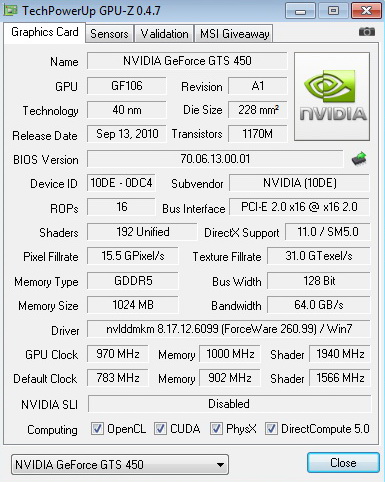 gpuz 970 1940 1000 inno3D GF GTS450 1GB DDR5