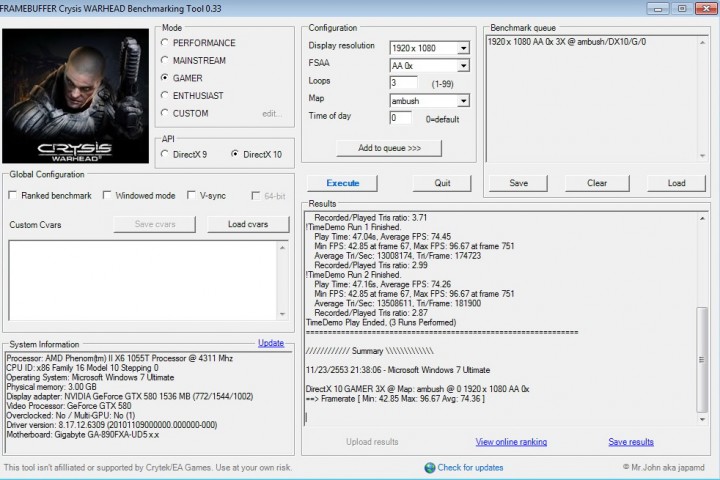 crysis2 default 720x480 GALAXY GF GTX580 1536MB DDR5 Review