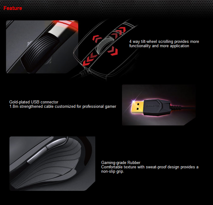 feature3 Gigabyte M6900 Optical Gaming Mouse