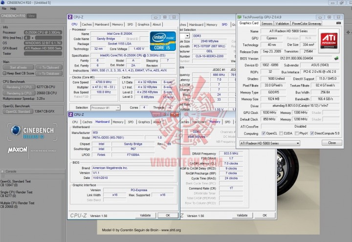 cinebench 10 720x495 INTEL Core i5 2500k on msi P67A GD55