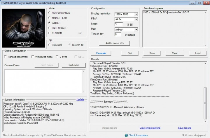 crysis2 720x475 GIGABYTE P67A UD4 Motherboard Review