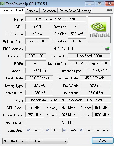 750 975 PaLiT GeForce GTX 570 Sonic 1280MB GDDR5