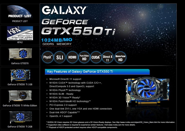 1 GALAXY Geforce GTX 550Ti 1024MB GDDR5 Review