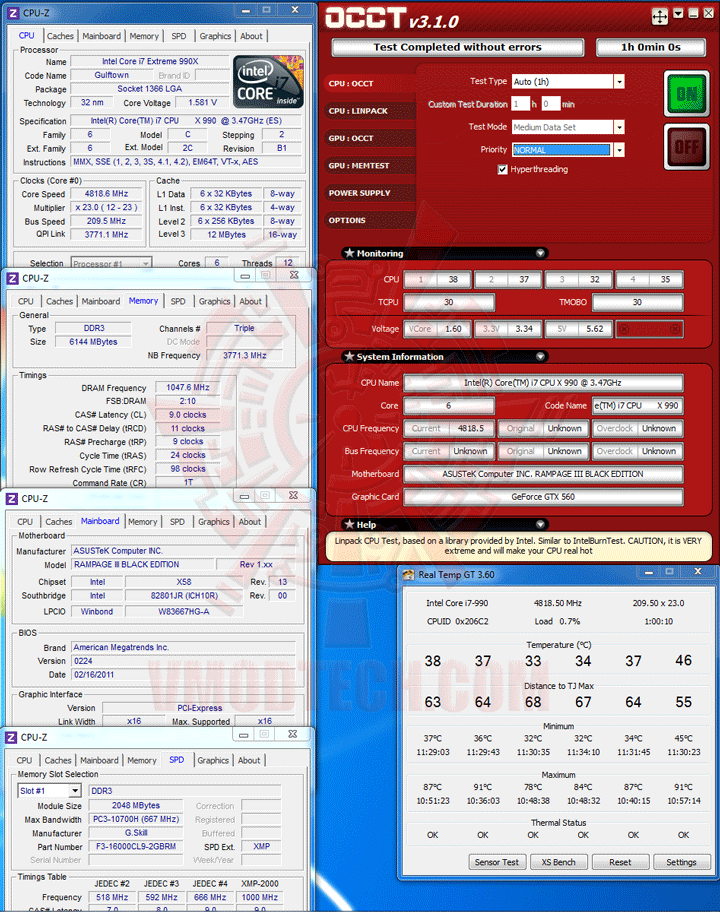 occt Intel Core i7 990X Extreme Edition & ASUS Rampage III Black Edition Review