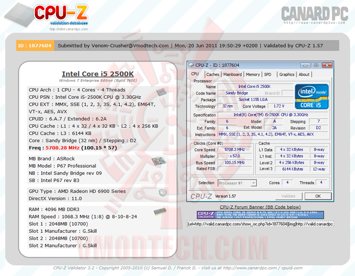 6560 1 intel Core i5 2500K with H2O Challenge SuperPI 1M Thailand Record