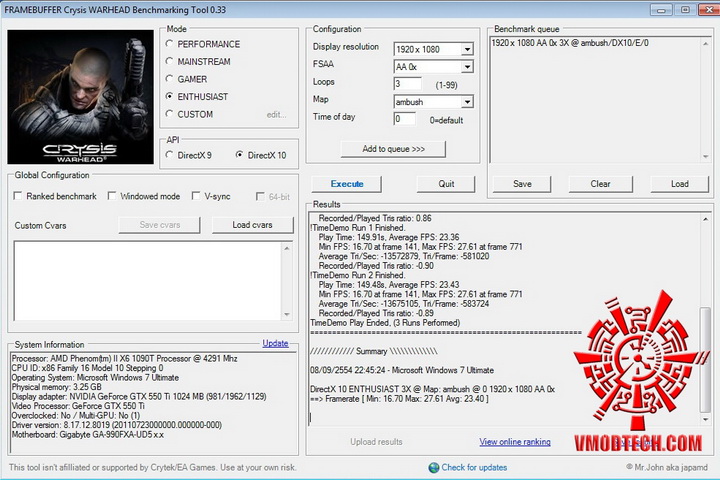 crysis EVGA GeForce GTX 550Ti SC 1024MB GDDR5 Review