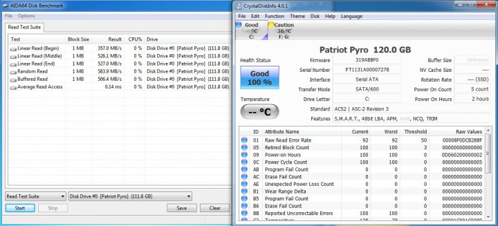 aida64 720x327 PATRIOT PYRO SSD 120GB SATA III Review