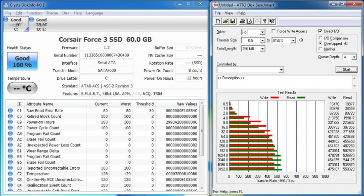 atto disk 720x388 CORSAIR FORCE3 SSD 60GB SATA III  Review