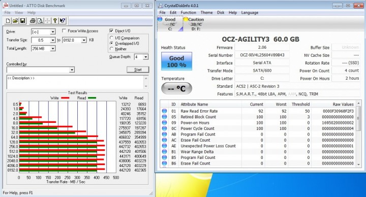 atto disk 720x388 CORSAIR FORCE3 SSD 60GB SATA III  Review