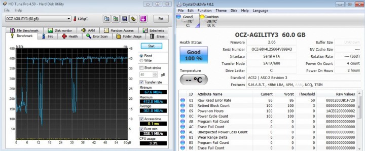 hdtune 45 a 720x298 CORSAIR FORCE3 SSD 60GB SATA III  Review