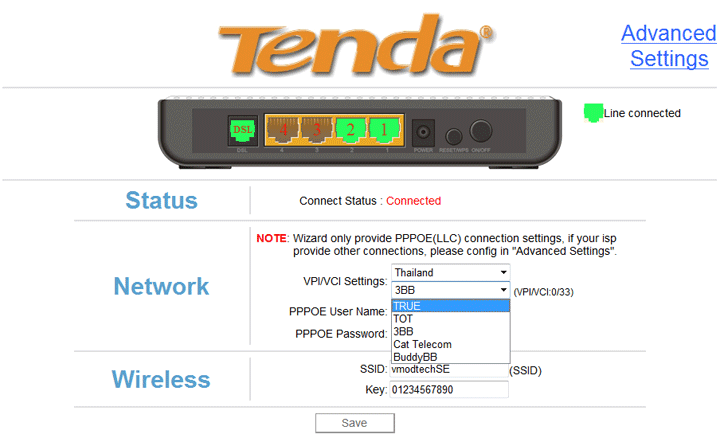 setup 001 Tenda W300D Wireless N ADSL2+ Rounter