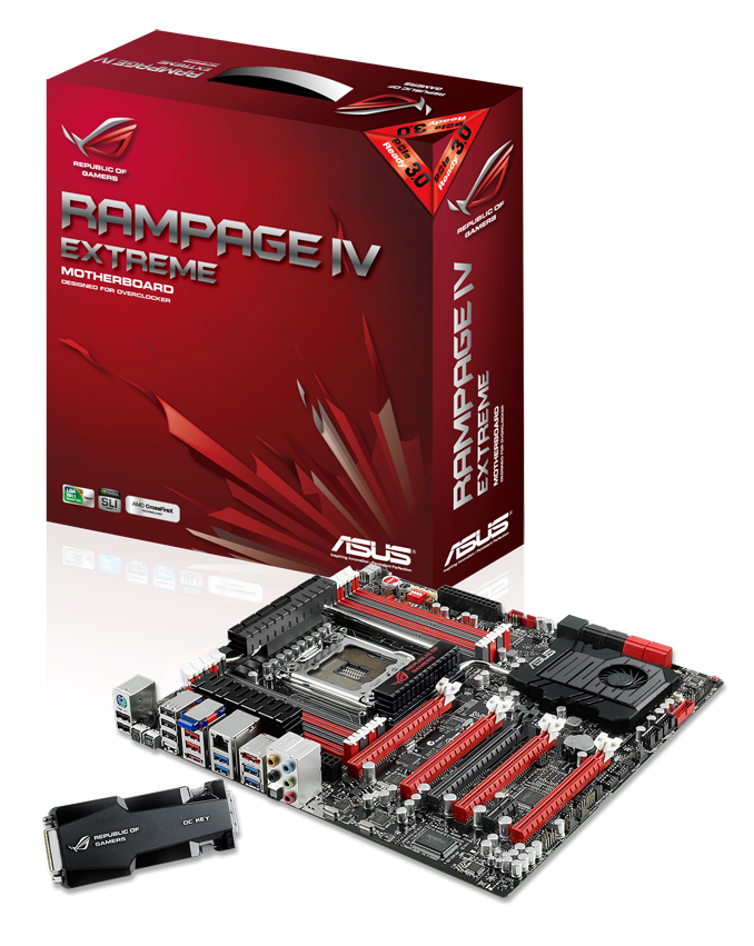 pr asus rog rampage iv extreme motherboard with oc key and box เอซุส เปิดตัวมาเธอร์บอร์ดใหม่ 3 รุ่นรวด โดดเด่นด้วยชิปเซ็ตใหม่ล่าสุด Intel® X79 Express