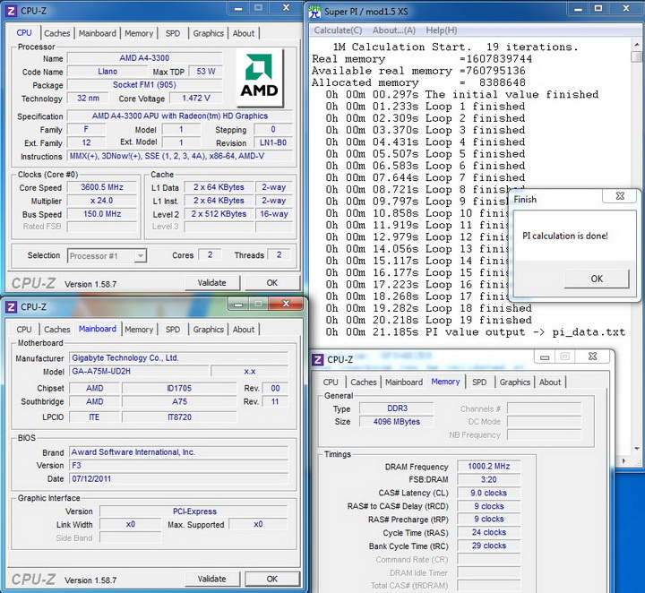 super pi 1 m AMD A4 3300 Review