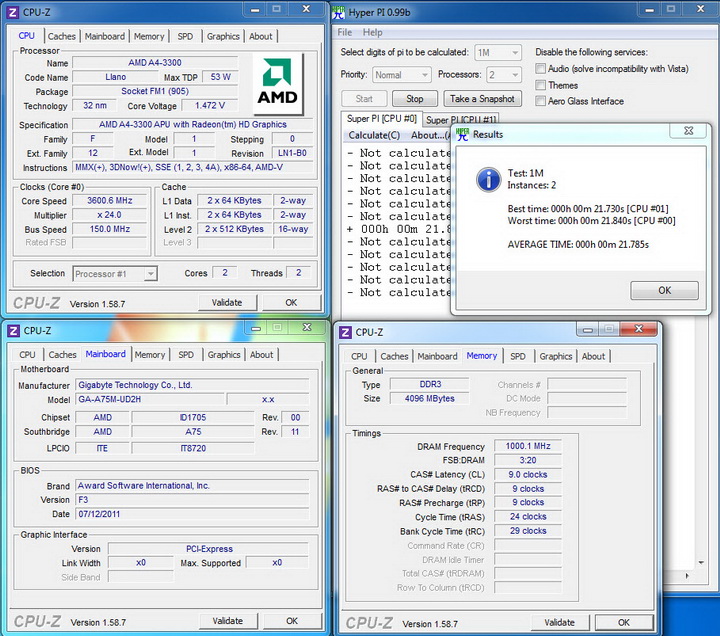 super pi 1m2core AMD A4 3300 Review