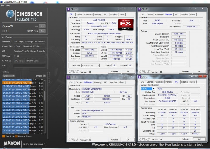 cine11 5ghz Asus M5A99XEvo Motherboard AM3+ Review