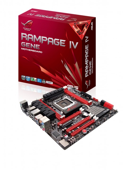 pr asus rog rampage iv gene gaming motherboard with box 522x720 เอซุส เปิดตัว สมาชิกใหม่ในตระกูลมาเธอร์บอร์ด ROG Rampage IV GENE X79 mATX