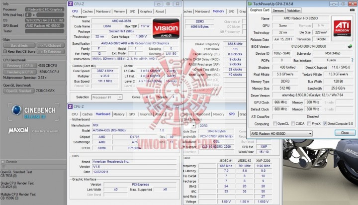 cinebench r10 720x412 msi A75MA G55 Review