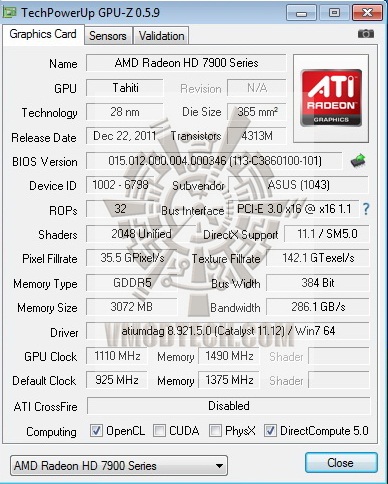 gpuz 1110 ASUS AMD Radeon HD7970 Review