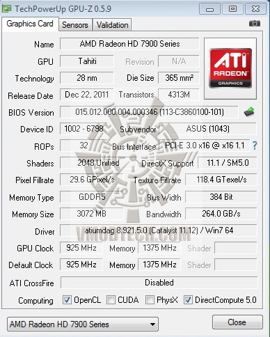 gpuz ASUS AMD Radeon HD7970 Review