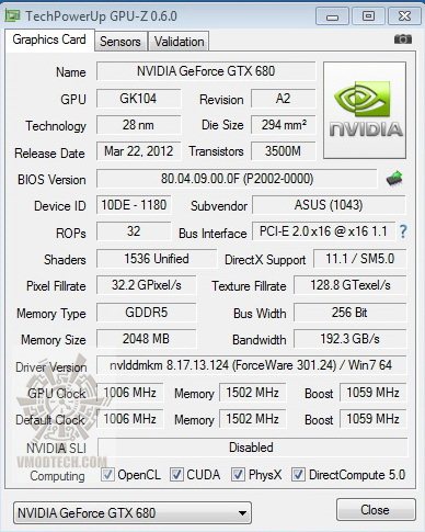 gpuz ASUS GEFORCE GTX 680 Review