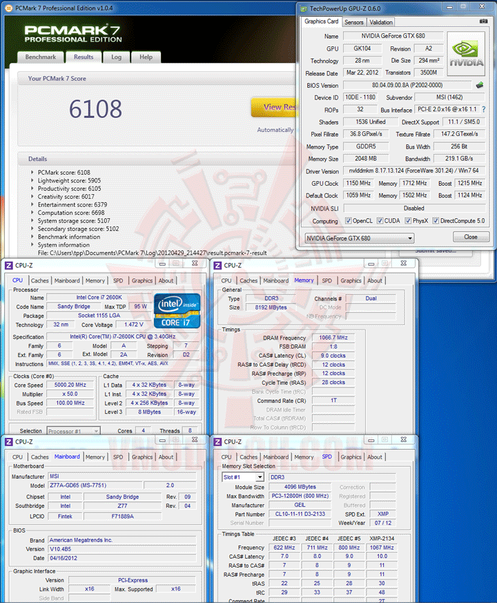 pcm7 2600 3rd Generation Intel® Core™ i7 3770K Processor with msi Z77A GD65