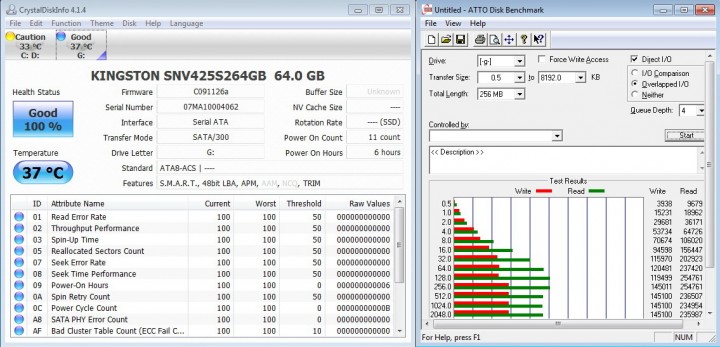 atto 720x347 Kingston SSDnow V SERIES 64GB SATA 2.0  Notebook Upgrade Kit Review