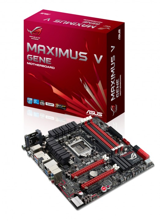 rog maximus v gene with box 522x720 ROG Maximus V GENE มาเธอร์บอร์ดประสิทธิภาพแรงเหนือชั้น สร้างสรรค์ขึ้นสำหรับเกมเมอร์ฮาร์ดคอร์โดยเฉพาะ