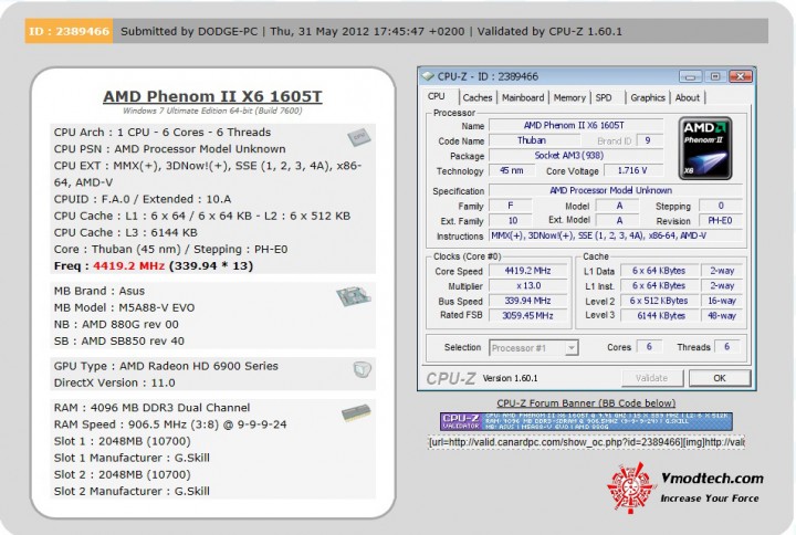 vilidate Asus M5A88 V Evo 