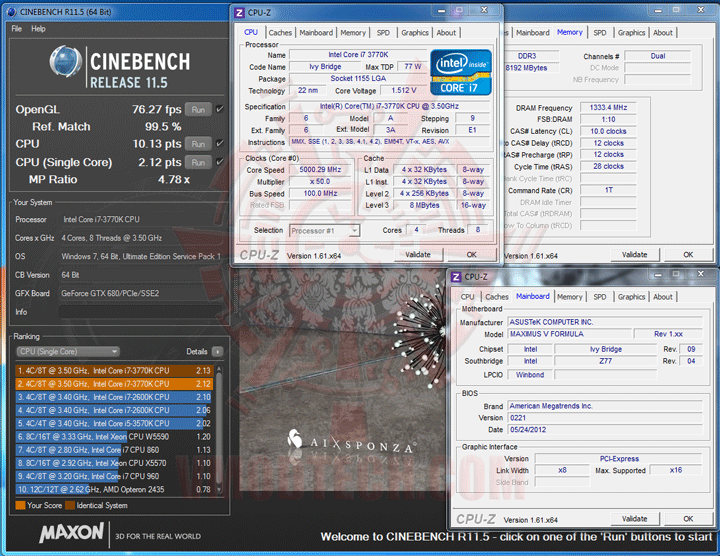 c115 ASUS ROG MAXIMUS V FORMULA with 3rd Generation Intel® Core™ i7 3770K Retail Box