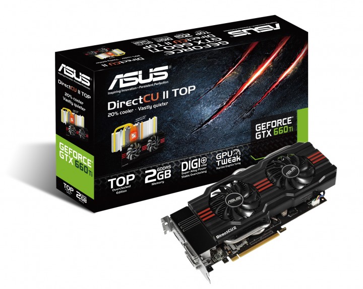 pr asus geforce gtx 660 ti directcu ii top graphics card with box 720x575 เอซุส ปล่อยกราฟฟิกส์การ์ดรุ่นท็อป GeForce® GTX 660 Ti DirectCU II TOP