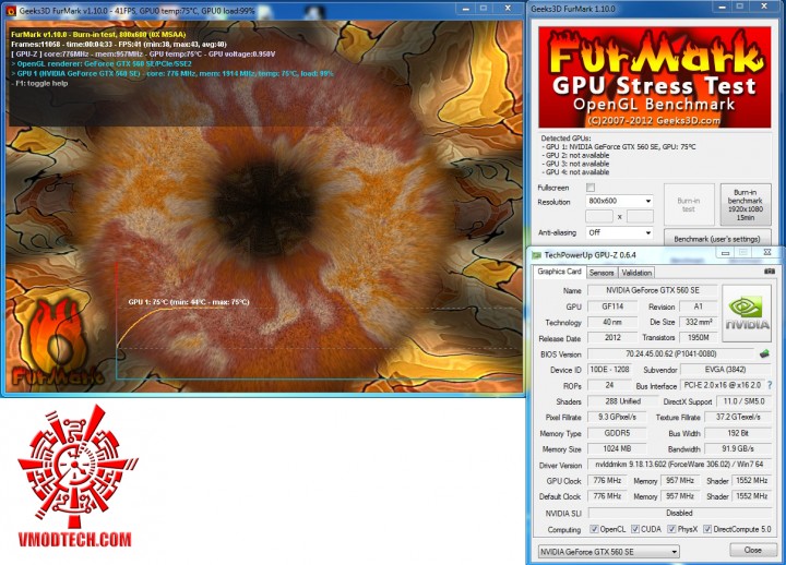 furmark1 720x518 EVGA Geforce GTX560 SE 1GB DDR5 