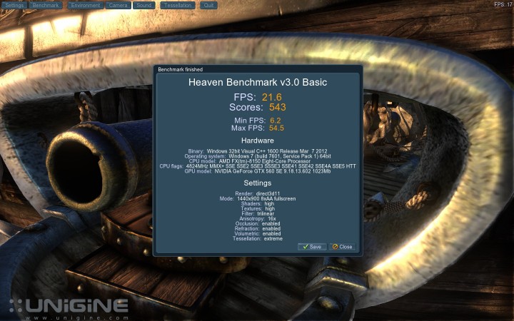 heaven 720x450 EVGA Geforce GTX560 SE 1GB DDR5 