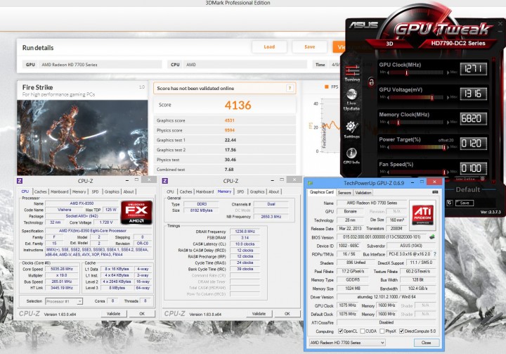 fire strike oc 5ghz2 720x503 ASUS RADEON HD7790 DirectCU II OC On AMD FX 8350 