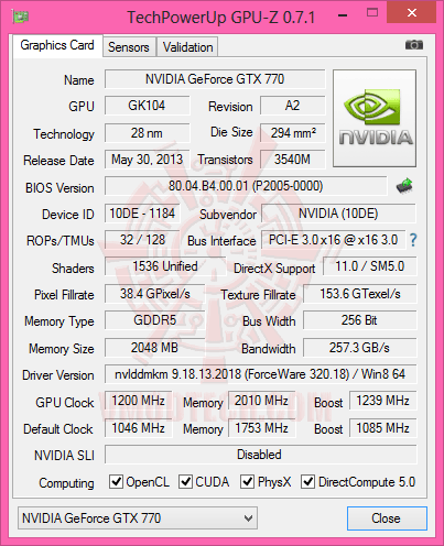 gpu z 2 NVIDIA GeForce GTX 770 2GB GDDR5 Review