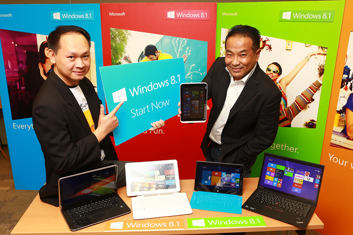 01 ไมโครซอฟท์ เผยโฉม Windows 8.1ในประเทศไทยพร้อมกันทั่วโลก  Windows 8.1ผนวกประสบการณ์ที่โดดเด่นและความเป็นส่วนตัวเข้าไว้ด้วยกัน ครอบคลุมการทำงานบนดีไวซ์หลากหลายรูปแบบมากที่สุด