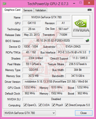 gpuz 4 NVIDIA GeForce GTX 780 Ti ท้าไฝว้ 5 กราฟฟิคการ์ดรุ่นยักษ์