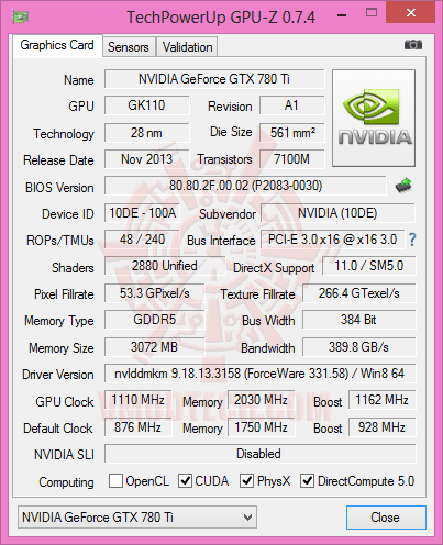 gpuz 8 NVIDIA GeForce GTX 780 Ti ท้าไฝว้ 5 กราฟฟิคการ์ดรุ่นยักษ์