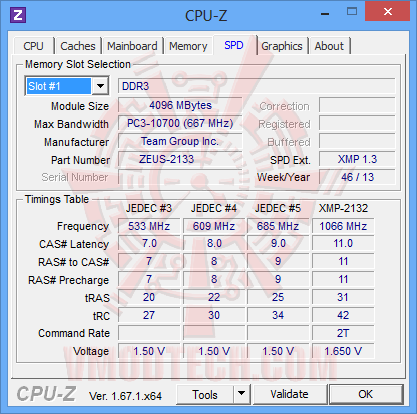 cpu z 04 Team Zeus PC3 17000 DDR3 2133 CL11 8GB Memory Kit Review