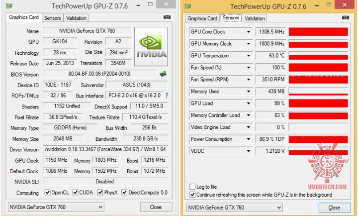 gpuz oc 720x434 ASUS GTX 760 DirectCU II OC 