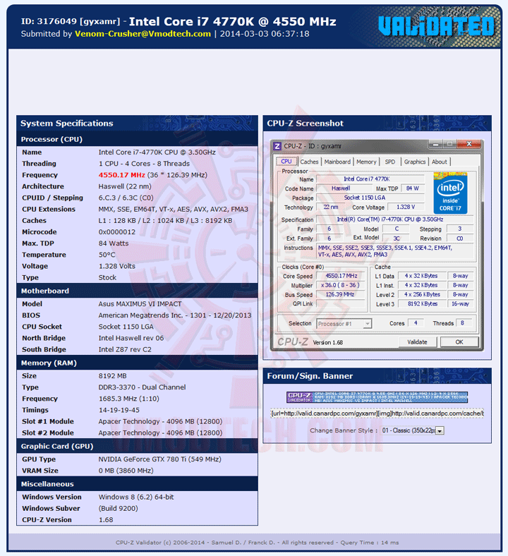 3370 validate Apacer Thunderbird PC3 23400 DDR3 2933 8GB Memory Kit Review