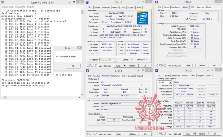 superpi 1mb1 720x441 MSI Z97 GAMING 5 Motherboard Review