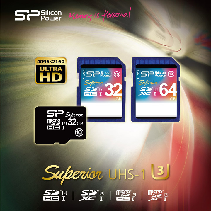 01 SP/Silicon Power เปิดตัว Superior microSDHC UHS 1(U3)  ตอบสนองทุกความต้องการสำหรับการใช้งานแบบ 4K Ultra HD