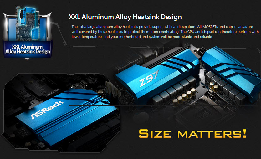 asrock xxl heatsink ASRock เปิดตัวเมนบอร์ด อินเทลซีรีส์ 9Super Alloy “เสถียรภาพและมั่นใจได้”