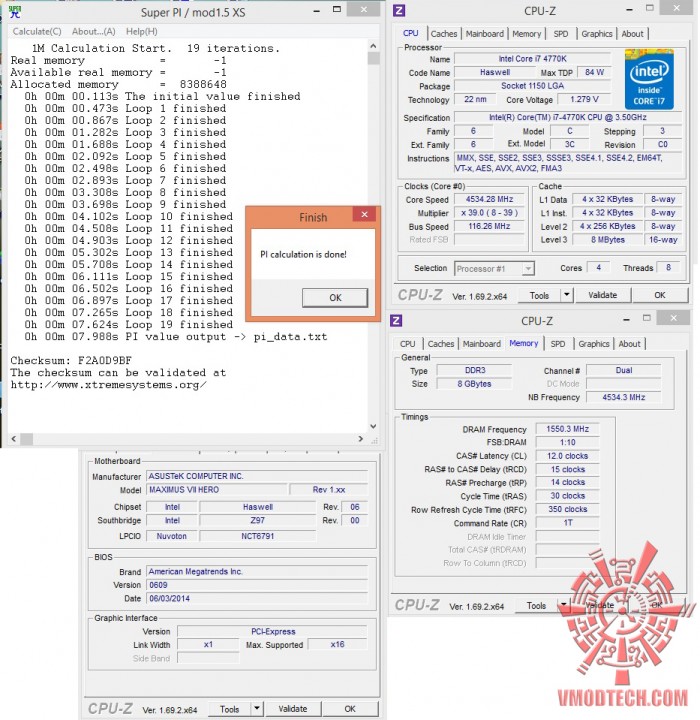 superpi 1mb 700x720 Team Xtreem PC3 22400 DDR3 2800 8GB Memory Kit Review