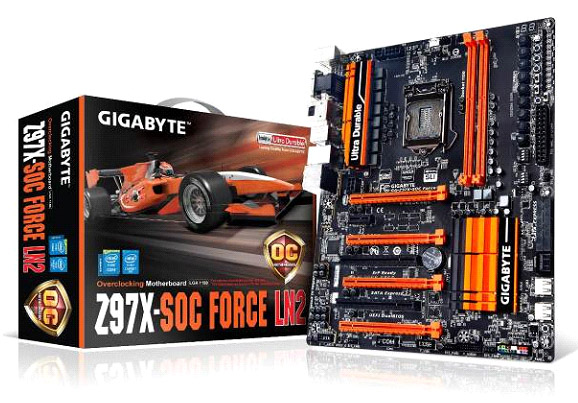 011 GIGABYTE Z97X SOC FORCE LN2 ประกาศความยิ่งใหญ่ในกิจกรรมโอเวอร์คล็อก ณ งาน Computex 2014  พร้อมทะลายทุกสถิติด้วยหน่วยความจำ DR3 Memory ที่เร็วถึง 4.56GHz (สถิติเดิมคือความเร็ว 4.4GHz)