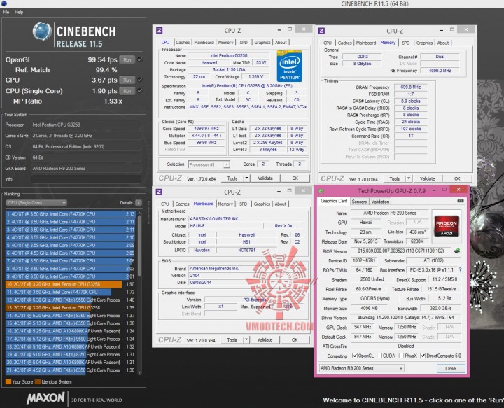 cine 11 oc 720x583 ASUS H81M E and Intel Pentium G3258 Review