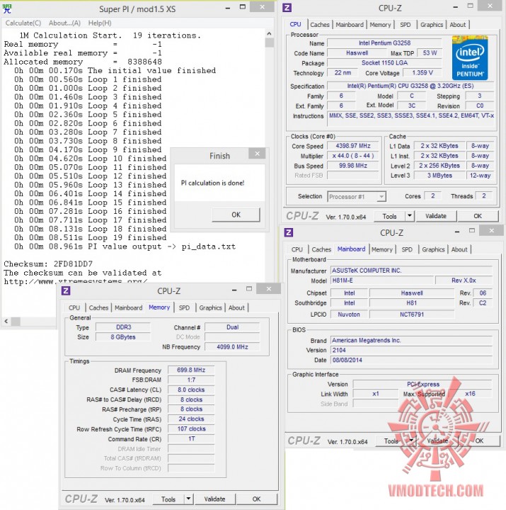 superpi1mb oc 715x720 ASUS H81M E and Intel Pentium G3258 Review