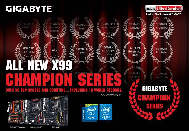 012 GIGABYTE เปิดตัวเมนบอร์ด X99 Champion Series  พบกับ 4 เมนบอร์ดใหม่ที่สนับสนุนหน่วยความจำในความถี่ที่สูงขึ้น เพิ่มขีดสมรรถนะระดับแชมเปี้ยน